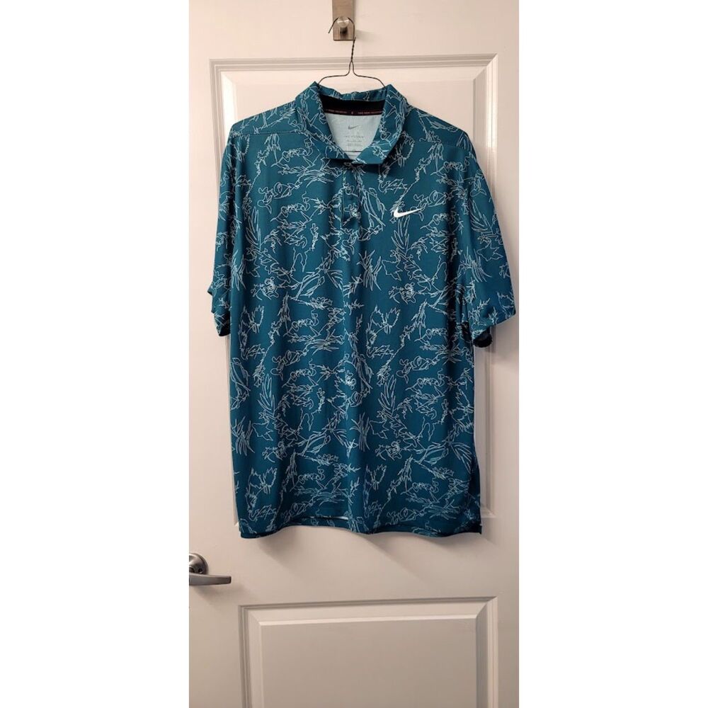 Nike Men's Ss. XXL Tiger Woods Colelction ADV Golfing Polo Pattern Blue Spring